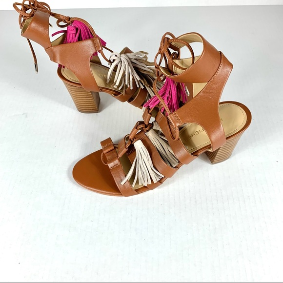 Marc Fischer Fringe Leather Lace Up Sandals - Picture 2 of 5